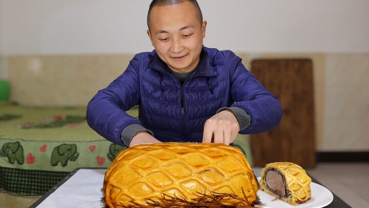 290买块鹿里脊，大冬做西餐硬菜“惠灵顿鹿排”，简直就像艺术品