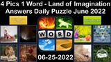 4 Pics 1 Word - Land of Imagination - 25 June 2022 - Answer Daily Puzzle + Bonus Puzzle