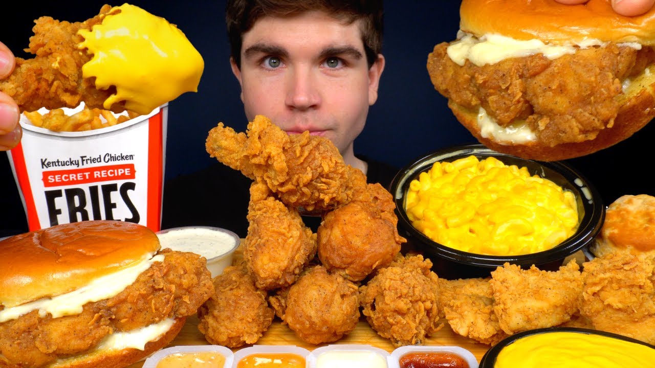 MUKBANG EATING Popeyes FRIED Chicken, SPICY Chicken Sandwich, Mac & Cheese  With EXTRA Gravy & Fries 