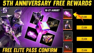 5th Anniversary Event Free Rewards | Free Fire New Event 5th Anniversary | 5th Anniversary Rewards