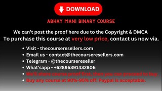 ABHAY MANI Binary Course