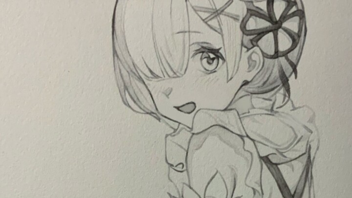 [วาดด้วยมือด้วยแปรง] ไอเดียการวาดเส้นผมและดวงตาของ Rem