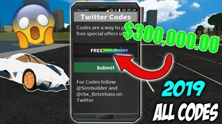 Roblox Vehicle Simulator New Codes! 2019