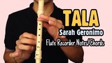 TALA by Sarah Geronimo (EASY FLUTE RECORDER LETTER NOTES | CHORDS |TUTORIAL)