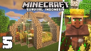 RUMAH PERTAMA VILLAGER BREEDER & PERTANIAN GANDUM OTOMATIS - Minecraft Survival Indonesia (Ep.5)