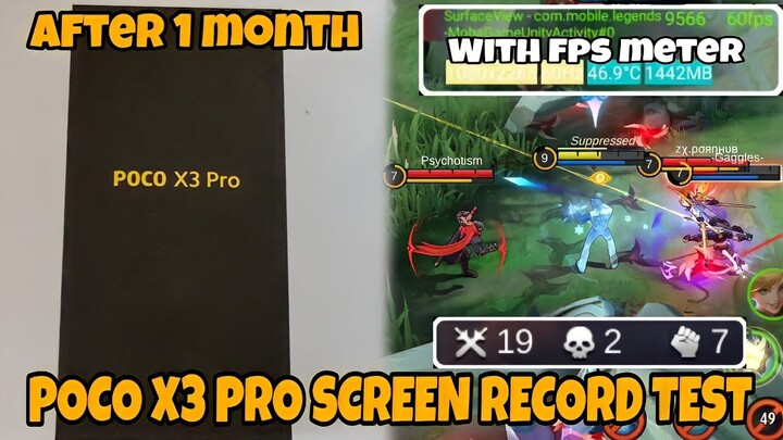 POCO X3 PRO in Mobile legends | Screen record test with FPS Meter After 1 month | Gusion Gameplay