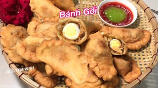 Bánh Gối- Bánh Xếp nhân thịt nhân mặn-Cách pha bột vỏ bánh giòn rụm để được nguyên ngày vẫn giòn tan