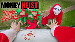 MONEY HEIST Protect Santa Fighting ELF Zombie ( Parkour POV LIVE ACTION )| B2F | Last Christmas 2023