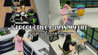 a productive day in my life (workout, online school) | sims freeplay