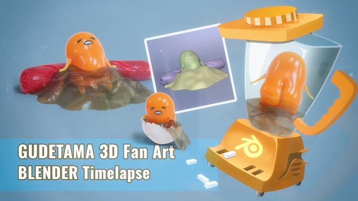 Gudetama 3D Fan Art Creation Timelapse (Blender) Lazy Egg Character From Sanrio & Netflix