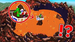 JJ And Mikey Build VOLCANO HOUSE In The CRATOR In Minecraft - Maizen