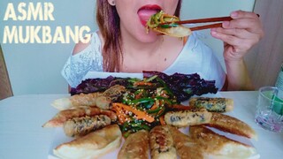 ASMR MUKBANG FRIED DUMPLINGS & KOREAN SEAWEED VERMICELLI ROLLS WITH SOJU | NO TALKING | EATING SHOW