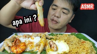 ASMR TELOR IKAN, UDANG, CEKER, CUMI, MIE DAN NASI (makanan apa ini ?)