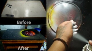 MELUKIS DI ATAS MEJA BEKAS || SIMPLE SPRAY PAINTING