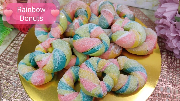 Rainbow Donuts Recipe | Colourful Donuts Recipe | Urdu dubbed | Hindi dubbed | English subtitles