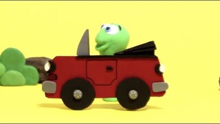 Turtle car funny Stop motion cartoon for children - BabyClay animals