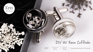 【UV レジン】DIYドライフラワーカフスボタン〜♪ UV Resin - DIY Cufflinks with Dried Flower