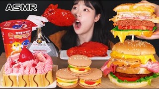 ASMR MUKBANG| 편의점 직접 만든 불닭 떡볶이 양념치킨 김밥 디저트 먹방 & 레시피 FRIED CHICKEN AND Tteokbokki EATING