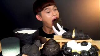 mukbang đồ màu đen bánh mì đen #asmr #mukbang