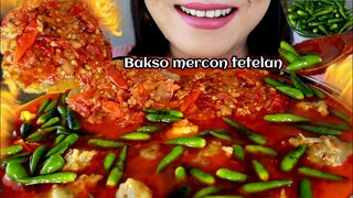 ASMR BAKSO MERCON TETELAN PEDAS MEMATIKAN  | SPICY MEATBALLS  | ASMR MUKBANG INDONESIA