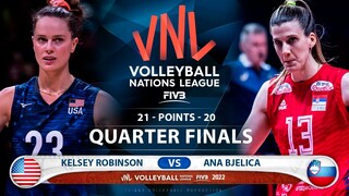 Kelsey Robinson vs Ana Bjelica | USA vs Serbia | Quarter Finals | Highlights | VNL 2022 (HD)