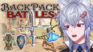 Backpack Battles : บิ้ว (ดาบคู่ กับ คบเพลิงเวิทย์ ) เสริมด้วยชุดเกราะและโล่