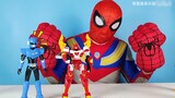 Ultra Spider-Man is angry because the dinosaur mech toy brought by the Minis is just a tail