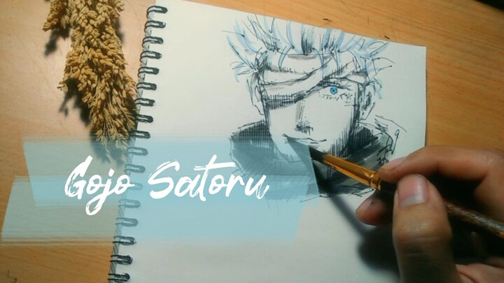 draw Gojo Satoru from Jujutsu kaisen with pen ✍🏼