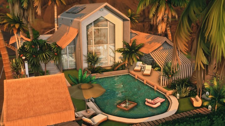Bali-inspired Modern Loft (No CC) |  Stop Motion Build | Sims 4