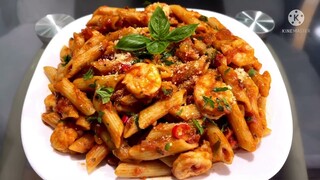 SPICY PENNE ARRABBIATA WITH SHRIMP | PASTA IN RED SAUCE