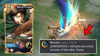 FINALLY!! MARTIS NEW COLLAB SKIN AOT LEVI ACKERMAN IS HERE!!😱 (Early access)