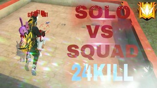 SOLO vs SQUAD Best 24kill gameplay - Garena Free fire