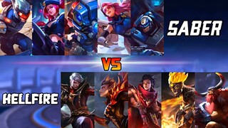 MOBILE LEGENDS S.A.B.E.R SQUAD VS HELLFIRE SQUAD 1VS1 FIGHT | SABER VS HELLFIRE