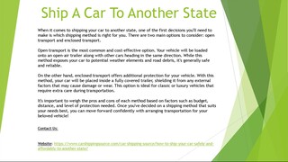 Ship A Car To Another State
