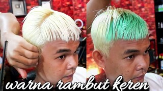 semir rambut hijau tosca, kombinasi putih bleaching