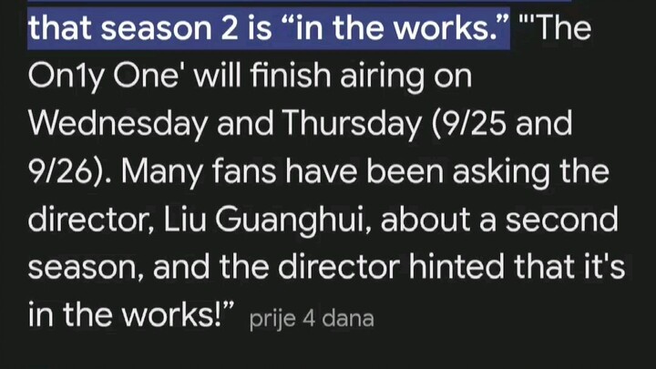 The On1y One' season 2 is "in the works.😃🥰