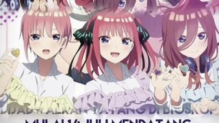 Resmi Gotoubun no hanayome akan rilis kembali menjadi anime baru pada tanggal 14 juli 2023 mendatang