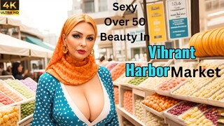 Stunning Seductive Sexy Over 50 Beauty  -  Vibrant Harbor Market - Ai Art  Beauty LB Fashion 4K