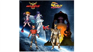 Kamen Rider Kuuga, Cure Black & Cure White (Season 1 ver) VS N-Daguva-Zeba & Dark King (Precure)