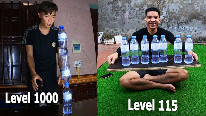 PHD | Lật Chai Nước Level 1 Đến Level 1000 | Phần 2 | Water Bottle Flip Trick Shots