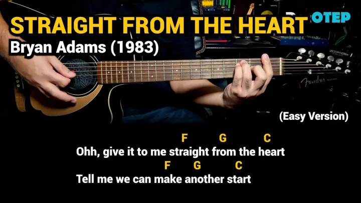 Straight From The Heart - Bryan Adams (1983) - Easy Guitar Chords Tutorial with Lyrics