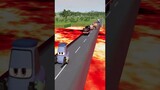 Weird Cars Avoid Hit by Giant Saw Axe on Narrow Road in Lava Pool | BeamNG.Drive