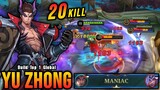 20 Kills!! Immortal Offlane Yu Zhong Almost SAVAGE!! - Build Top 1 Global Yu Zhong ~ MLBB