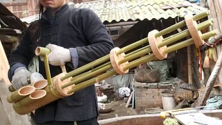 Karena tidak bisa keluar, dia membuat "Senapan mesin" di rumah