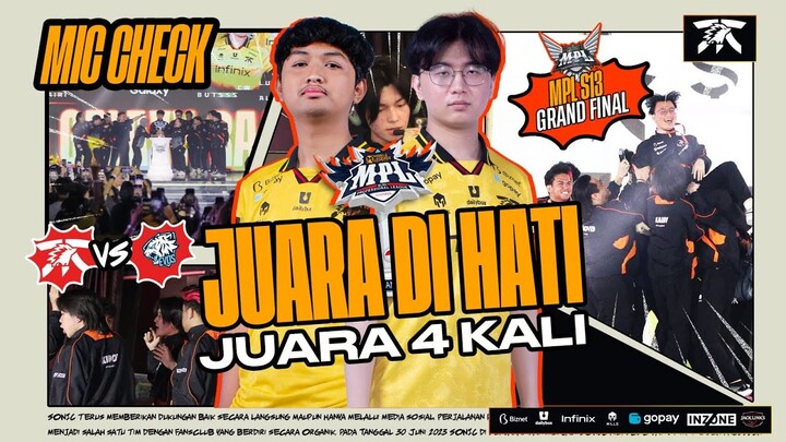 JUARA DIHATI JUARA 4 KALI - MIC CHECK FNATIC ONIC VS EVOS GRAND FINAL MPL ID S13