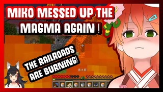 ELITE Miko messed up MAGMA again, burned Mio Railroad 【Minecraft】SUB