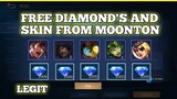 FREE DIAMOND'S AND SKIN FROM MOONTON CLAIM NOW IN MOBILE LEGENDS
