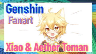 [Genshin, Fanart] Xiao & Aether "Teman"