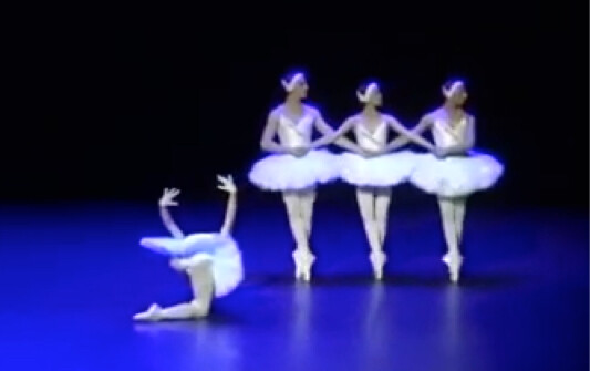 [Funny reverse ballet] Four little swans, three belts and one