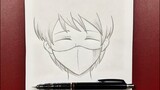 Easy to draw | how to draw anime boy wearing a mask step-by-step